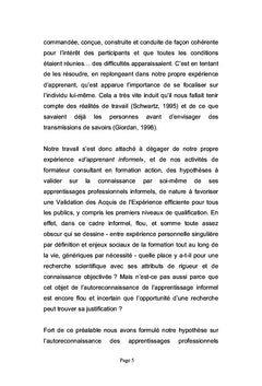 Reconnaissance des apprentissages professionnels informels