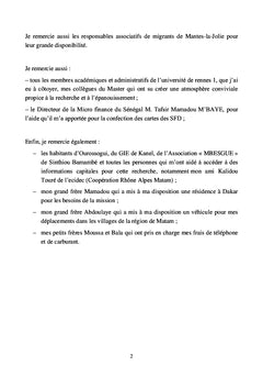 Pertinence de la micro finance dans les régions d'origine des migrants