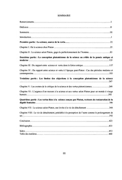 Science et Vertu chez Platon: