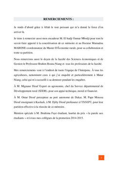 Impact économique et social de la production rizicole à Kaymor