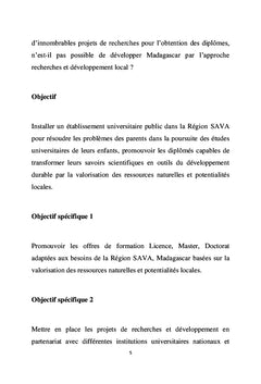 Centre universitaire régional de la SAVA (CURSA) implanté par la population locale