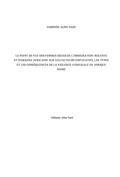 Violence Conjugale: Le point de vue des femmes d'origine africaine