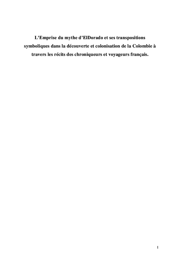 Le mythe d'Eldorado et ses transpositions symboliques européennes