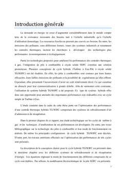 Performances du cycle d'une turbine à gaz avec pile à combustible