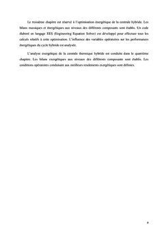 Performances du cycle d'une turbine à gaz avec pile à combustible