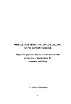 Aménagement rural, stratégies paysannes de production agricole