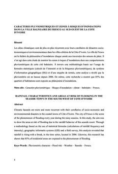Caractères pluviométriques et zones à risques d'inondations