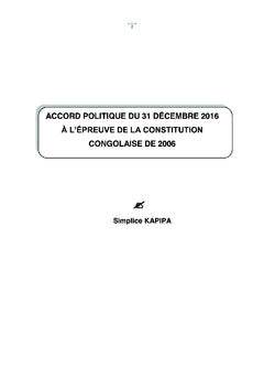 Accord politique de la CENCO face à la Constitution Congolaise de 2006