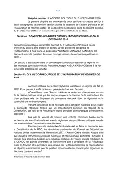 Accord politique de la CENCO face à la Constitution Congolaise de 2006