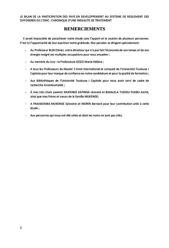 La participation au Système de règlement des différends de l'OMC