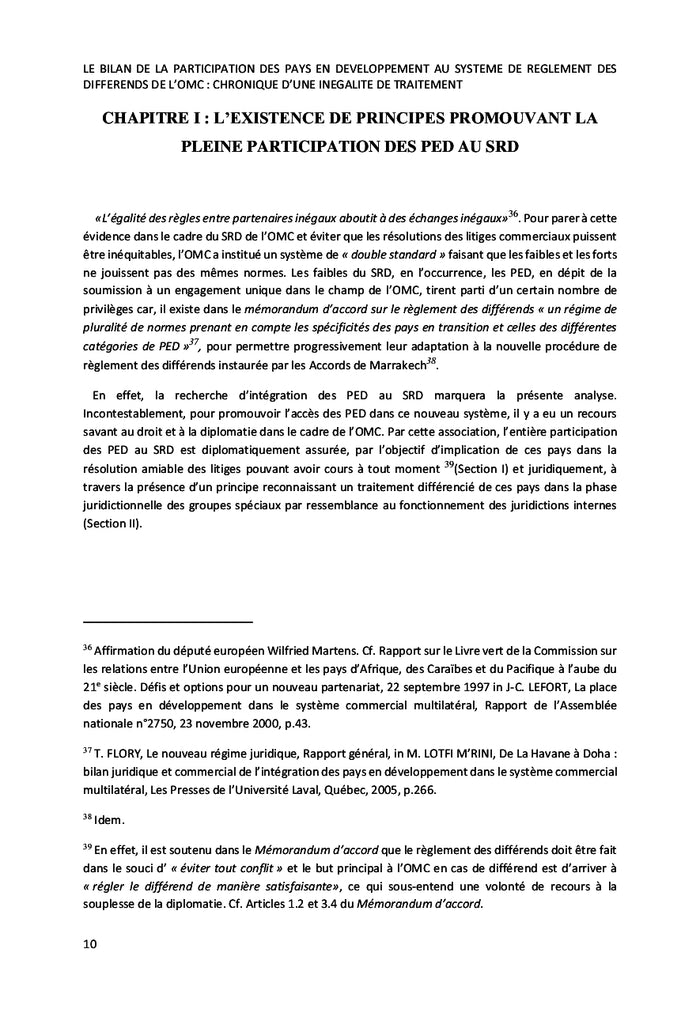 La participation au Système de règlement des différends de l'OMC