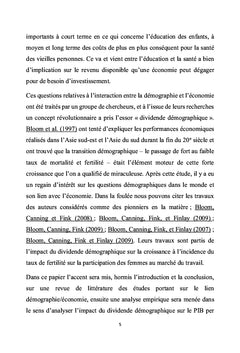 Impact du dividende démographique sur la croissance économique