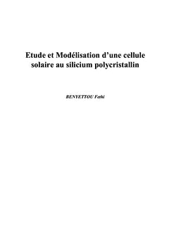 Etude et Modélisation d'une cellule solaire au silicium polycristallin