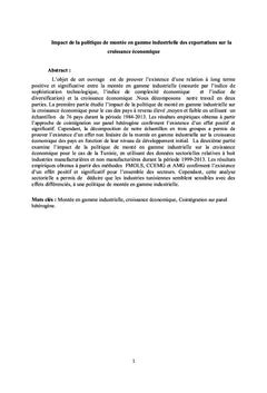 Politique de montée en gamme industrielle et croissance économique