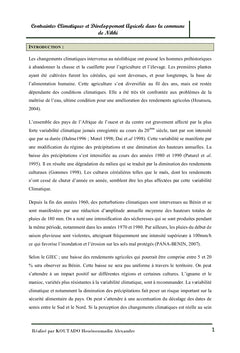 Climat et développement local.