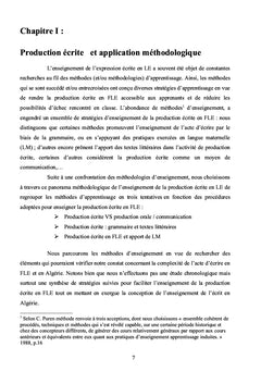 L'enseignement de la production écrite en FLE en Algérie