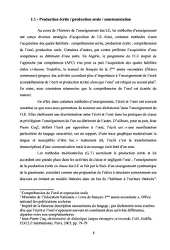 L'enseignement de la production écrite en FLE en Algérie