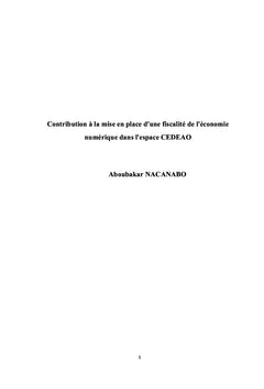 Contribution à la mise en place d'une fiscalité de l'économie numérique dans l'espace CEDEAO