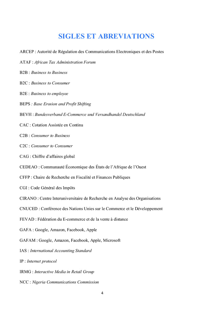 Contribution à la mise en place d'une fiscalité de l'économie numérique dans l'espace CEDEAO