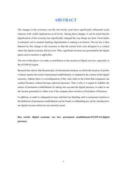 Contribution à la mise en place d'une fiscalité de l'économie numérique dans l'espace CEDEAO