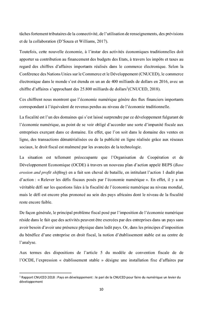 Contribution à la mise en place d'une fiscalité de l'économie numérique dans l'espace CEDEAO