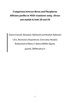 Comparison between Boron and Phosphorus diffusion profiles in MOS tran