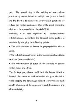 Comparison between Boron and Phosphorus diffusion profiles in MOS tran