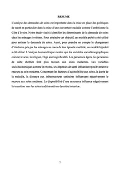 Choix de l'offre de santé et itinéraire thérapeutique en Côte d'Ivoire