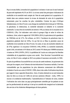 Choix de l'offre de santé et itinéraire thérapeutique en Côte d'Ivoire
