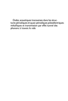 Ondes acoustiques transverses dans les multicouches piézoéletriques