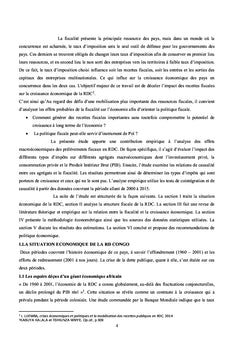 Impact de la fiscalité sur la croissance économique de la RDC