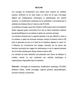 Réponse d'un mur de soutènement renforcé sollicité en tête