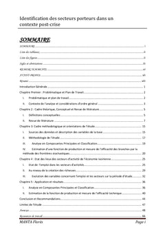 Identification des secteurs porteurs dans un contexte post-crise