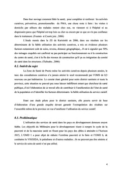 Facteurs déterminants la faible utilisation du service curatif