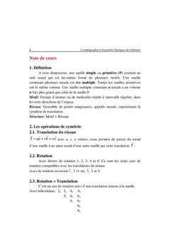 Cristallographie et Propriétés Physiques de la Matière