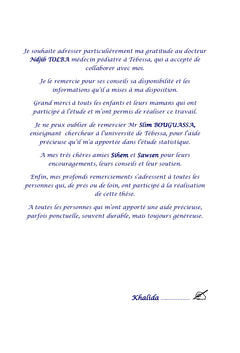 Déterminants de l'état nutritionnel des enfants à Tébessa