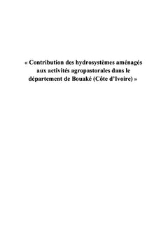 Contribution des hydrosystèmes aménagés aux activités agropastorales