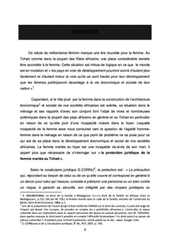 La protection juridique de la femme mariée en droit tchadien