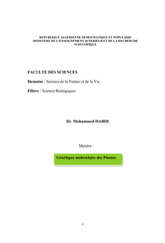 Génétique Moléculaire des Plantes