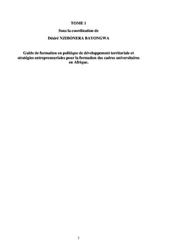 Guide de Formation en Politique Territoriale de Développement Durable - Tome 1