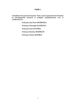 Guide de Formation en Politique Territoriale de Développement Durable - Tome 1