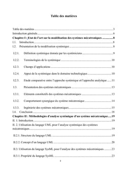 Modélisation et analyse systémique des systèmes mécatroniques.