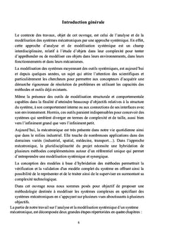 Modélisation et analyse systémique des systèmes mécatroniques.