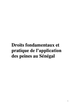 Droits fondamentaux et pratique de l'application des peines au Sénégal