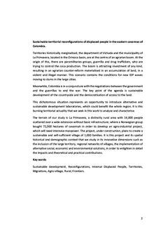 Reconfigurations territoriales soutenables des déplacés en Colombie