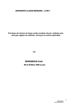 Les facteurs de risque cardiovasculaire chez les médecins généralistes