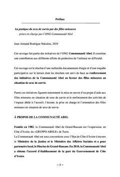 La pratique du sexe de survie par des filles mineures prises en charge par l'ONG Communauté Abel
