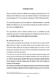 La pratique du sexe de survie par des filles mineures prises en charge par l'ONG Communauté Abel