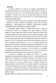 Etats de l'occupation du sol de la Basse Vallée de l'Ouémé : sud-Bénin