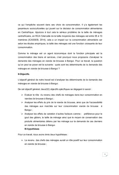 Analyse de la Demande des Ménages en Viande de Brousse à Bangui